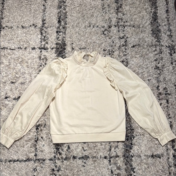 Who What Wear Ivory Blouse with Ruffles - Picture 3 of 12